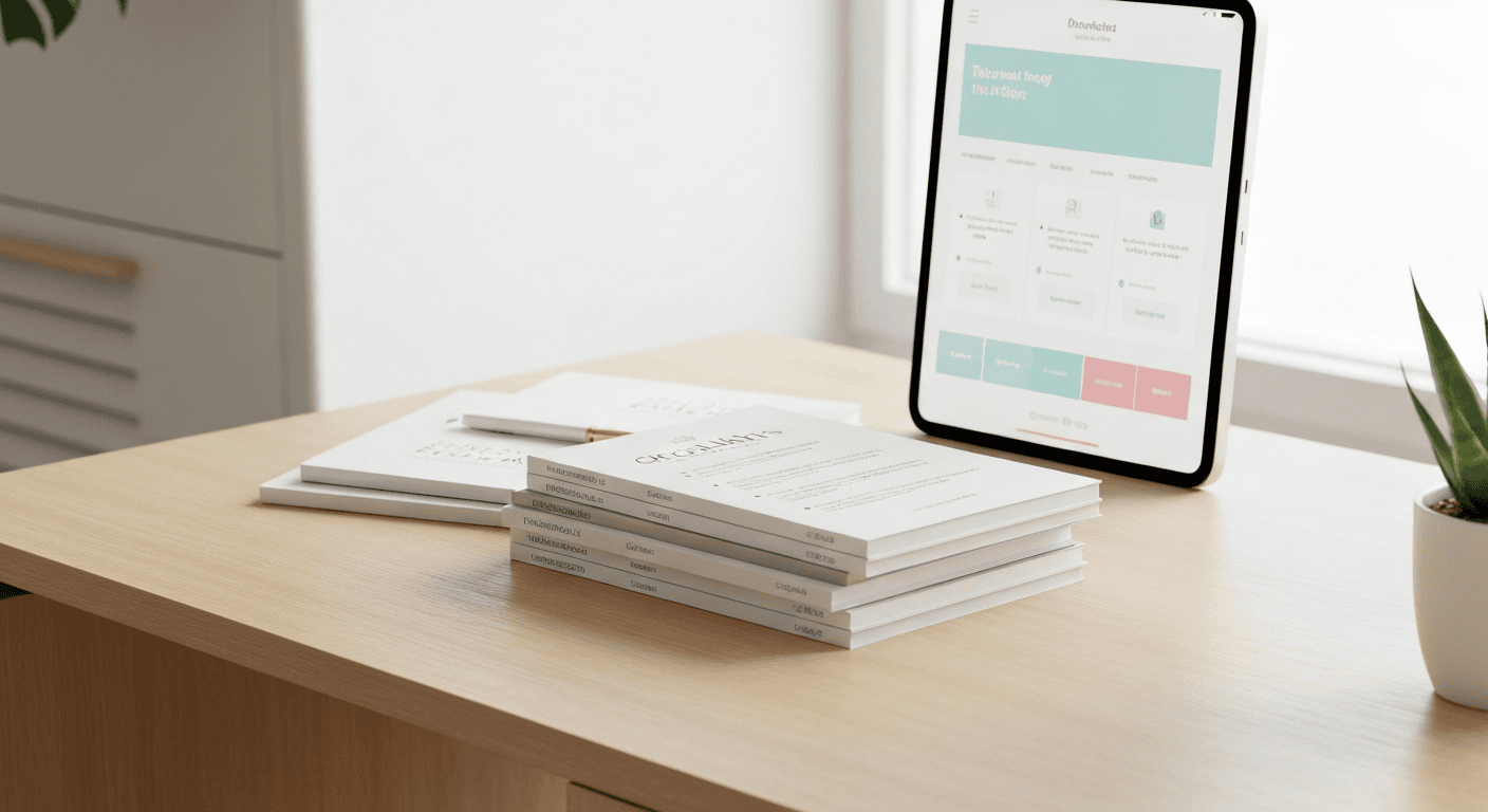 Digital products stack on desk