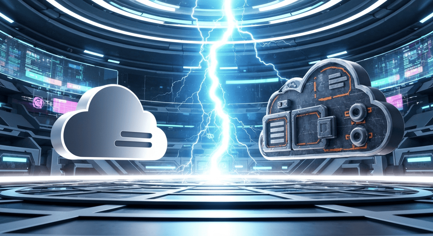 Cloud storage icons in digital showdown